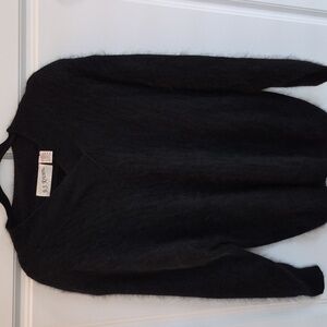 Vintage 80s Black Cable Angora Blend Medium